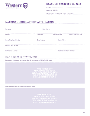 Western University National Scholarship Application