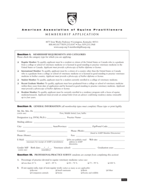 American Association of Equine Practitioners Membership Application
