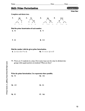 Prime Factorization Worksheet