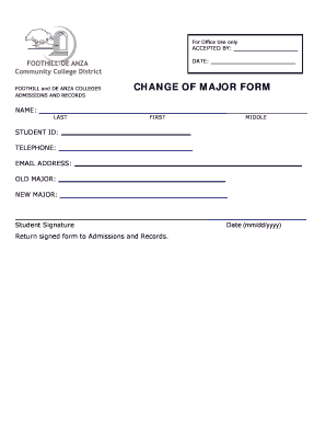 Change of Major Form