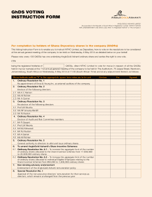 Ghana Depositary Shares Voting Instruction Form