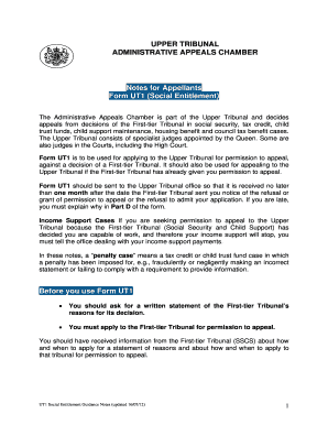 UK Upper Tribunal Appeal Form UT1