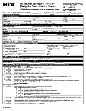 Aetna Palivizumab Precertification Form