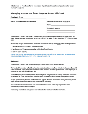 Brown Hill Creek Stormwater Project Feedback Form