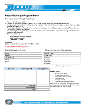 Reedy Upgrade Exchange Program Form