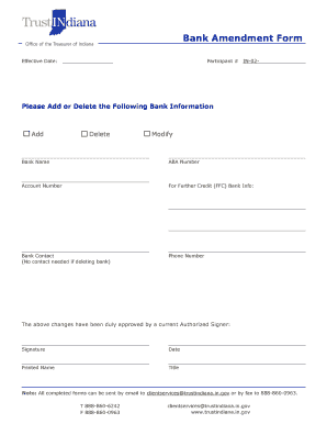 Bank Amendment Form