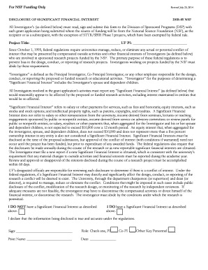 NSF Financial Interest Disclosure Form