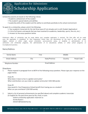 Scholarship Application Form