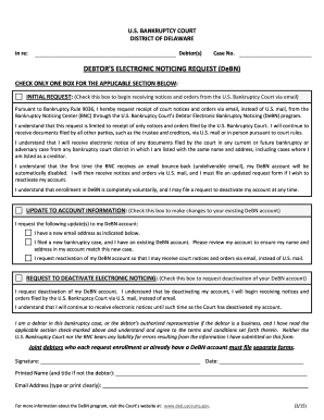 Debtor's Electronic Noticing Request