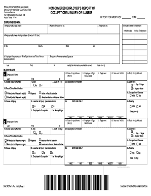 Texas Non-Covered Employer's Report of Occupational Injury or Illness