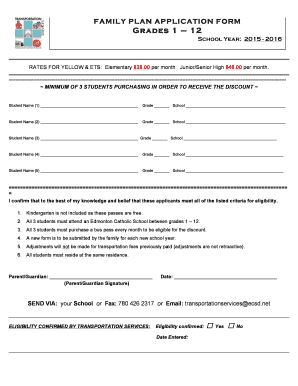 Family Plan Application Form