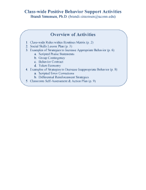 Class-wide Positive Behavior Support Activities