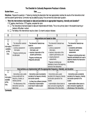 Checklist for Culturally Responsive Practices in Schools