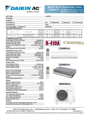Daikin Multi-Split Submittal Data