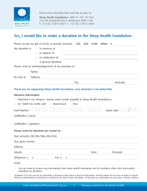 Sleep Health Foundation Donation Form