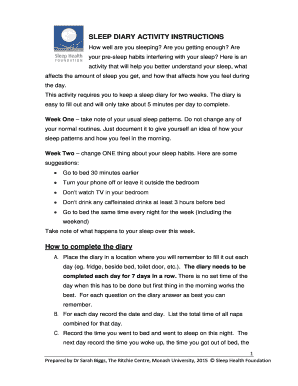 Sleep Diary Activity Instructions