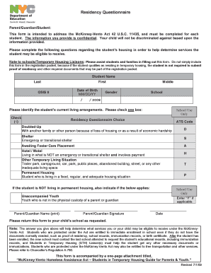 Residency Questionnaire