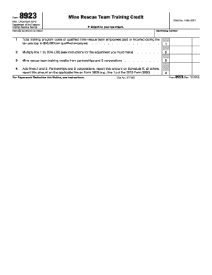IRS Form 8923 Mine Rescue Team Training Credit