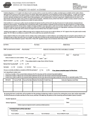 Oklahoma State University Course Audit Request
