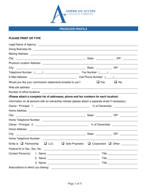 Producer Profile Application Form