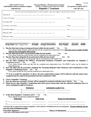 Wyoming Medicaid Hepatitis C Treatment Prior Authorization Request Form