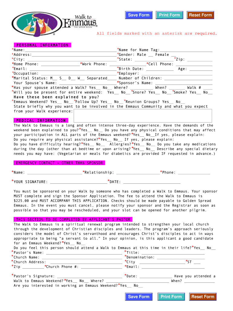 Fillable Online New Pilgrim Application Fax Email Print - pdfFiller