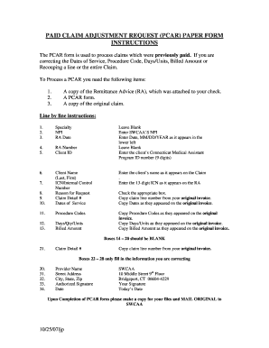 Paid Claim Adjustment Request Form