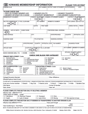 Kiwanis Membership Information Form
