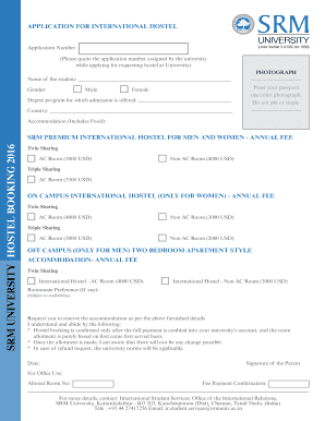 SRM University Hostel Booking Application