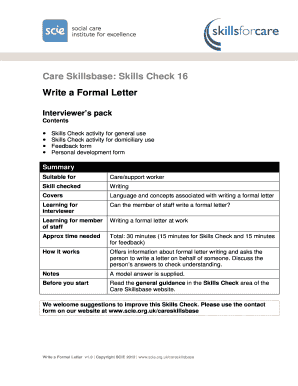 Formal Letter Writing Guide for Care Workers