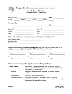 Over-the-Counter Medication Administration and Consent Form