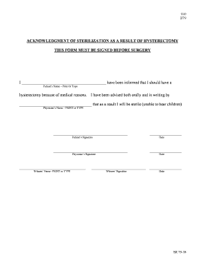 Acknowledgment of Sterilization Form