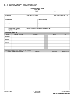 NSERC Personal Data Form
