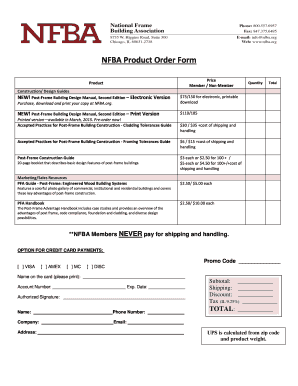 NFBA Product Order Form