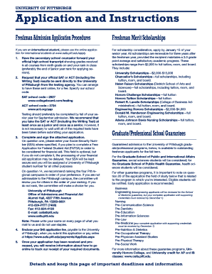 University of Pittsburgh Freshman Admission Application