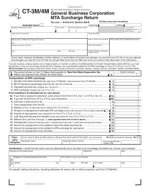 New York MTA Surcharge Return Form CT-3M/4M