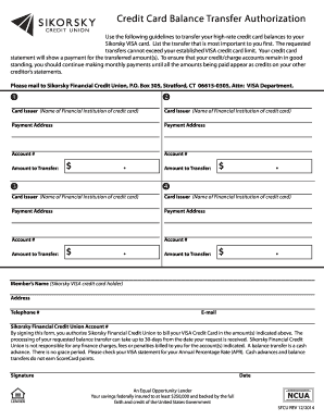 Credit Card Balance Transfer Authorization