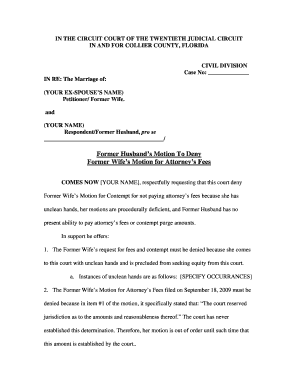 Former Husband's Motion to Deny Attorney Fees