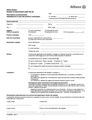 Attestazione d’uso del prelievo anticipato