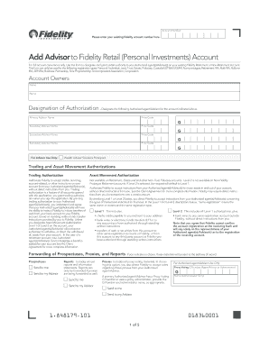 Add Advisor to Fidelity Retail Account Form