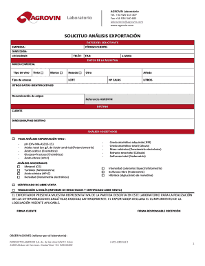 SOLICITUD ANÁLISIS EXPORTACIÓN