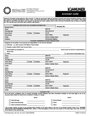 Credit Union Account Application Form