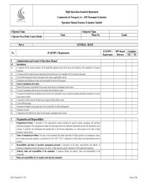 Operations Manual Structure Evaluation Checklist