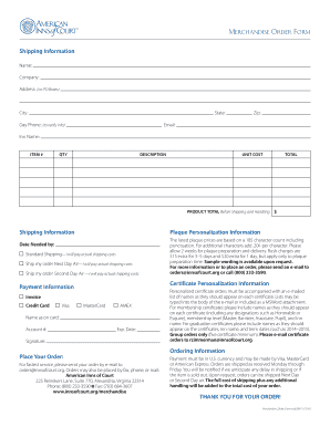 Merchandise Order Form