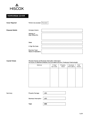 Terrorism Cover Proposal Form