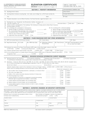 National Flood Insurance Program Elevation Certificate
