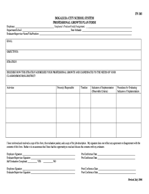 Professional Growth Plan Form
