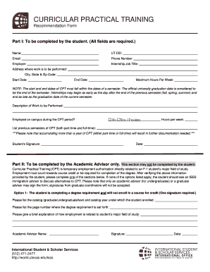 Curricular Practical Training Recommendation Form