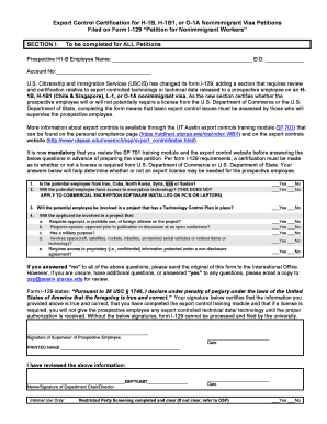 Export Control Certification for H-1B Visa Petitions