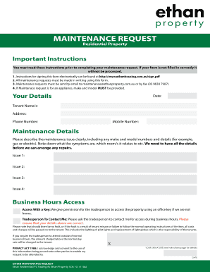 Residential Maintenance Request Form